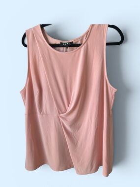 DKNY Blush Pink Twist-Front Sleeveless Tank